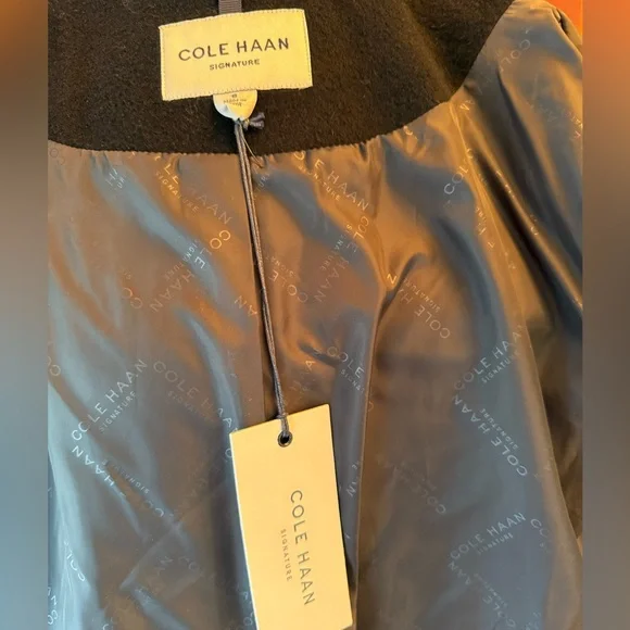 Cole Haan Women's Black Signature Draped Front Wrap Coat Size 8 - Picture 15 of 15